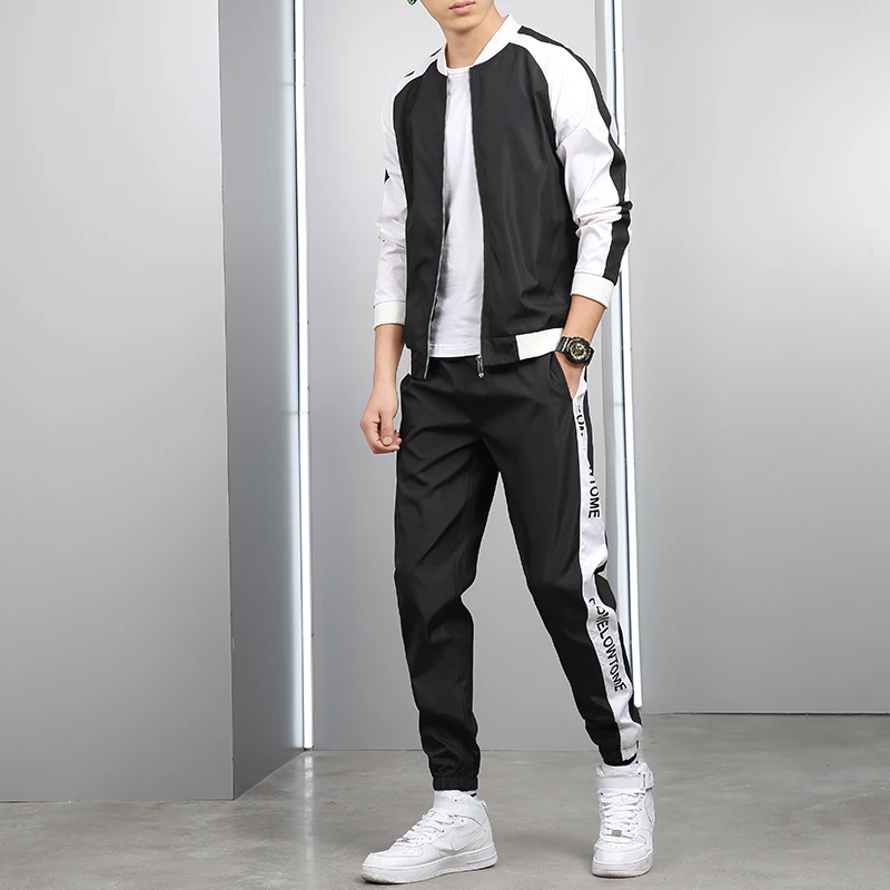 Spring New Men Casual Sets Zipper Patchwork Tracksuits 2020 Mens Hip Hop Streetwear Sporting Suit Male Jacket+Pants Loose Sets Spring New Men Casual Sets Zipper Patchwork Tracksuits 2020 Mens Hip Hop Streetwear Sporting Suit Male Jacket+Pants Loose Sets