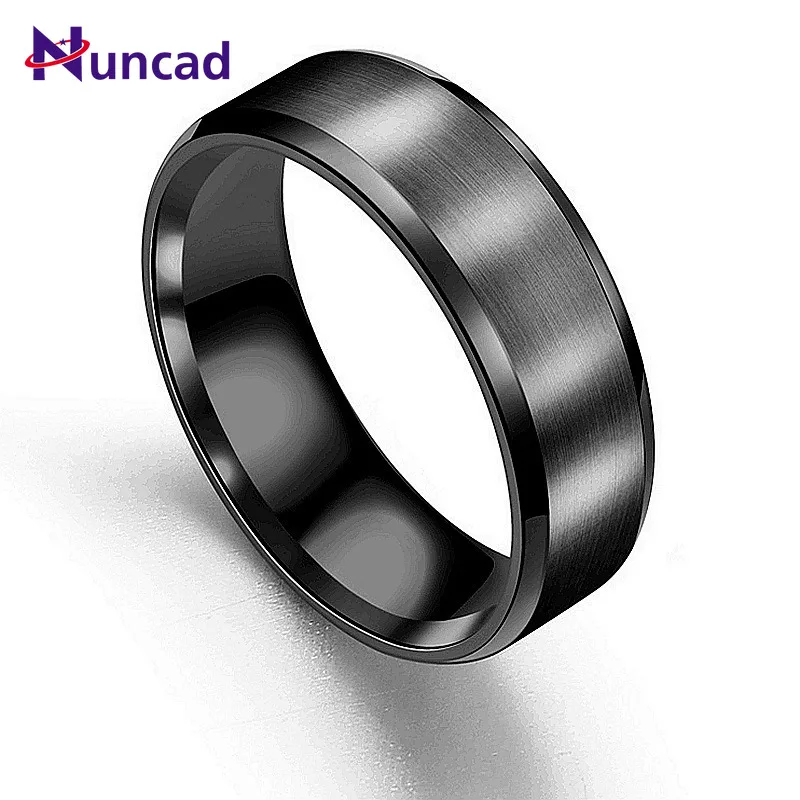 Punk Stainless Steel Wedding Ring for Men Double Beveled Matte Brand Fashion Men's Brushed Titanium Black Gold | Украшения и