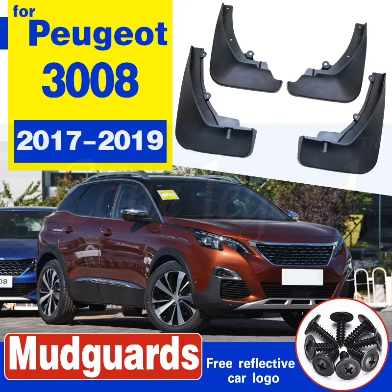 OutdoorKing Splash Boue Garde-Boue Rabats pour Peugeot 3008 2 SUV 2017 2018 2019 Bavettes Arrière Garde-Boue Avant De Voiture Boue Garde-Boue Fender 