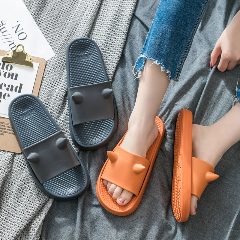 

Men's New Bathroom Slippers Lovely Ears Couples Home Slides Thicken Soled Light Flip-flops Male Summer Indoor Slippers
