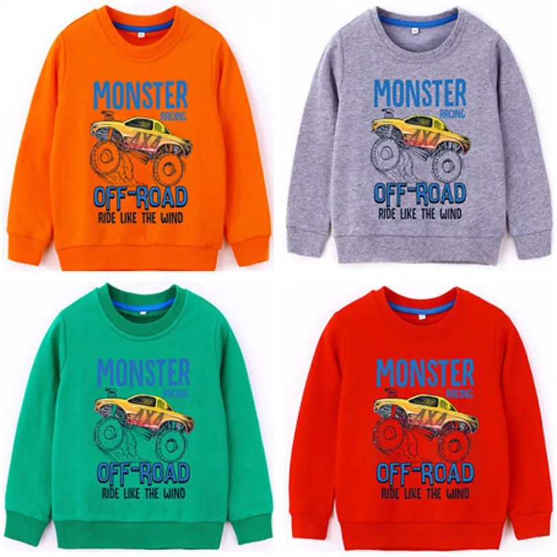 

Cartoon Car Hoodies Sweatshirts Kids Baby Boy Toddler Long Sleeves O-neck Cotton Spring Autumn Clothes Tops Children Boys 2-8 Y