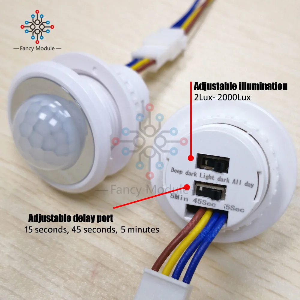 Ac 85 265v Adjustable Time Delay 40mm Led Pir Detector Infrared Motion