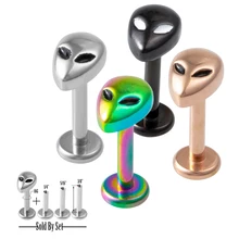 1 шт., кольцо для губ Alien Labret из нержавеющей стали с внутренней резьбой, ушной хрящ, спиральная Шпилька, пирсинг для ушей, женские Украшения для тела