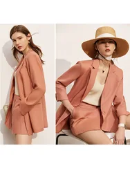 2021new minimalismo verão novo terno feminino casaco oficial senhora 100% linho sólido feminino blazer causal cintura alta shorts femininos