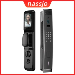 Nassjo – serrure biométrique intelligente à reconnaissance faciale, verrou biométrique à empreintes digitales, mot de passe, carte IC, application, serrure de porte électronique, serrure numérique 