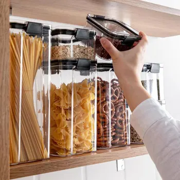 

Food Storage Container 700/1300/1800ML Plastic Kitchen Refrigerator Noodle Box Multigrain Storage Tank Transparent Sealed Cans