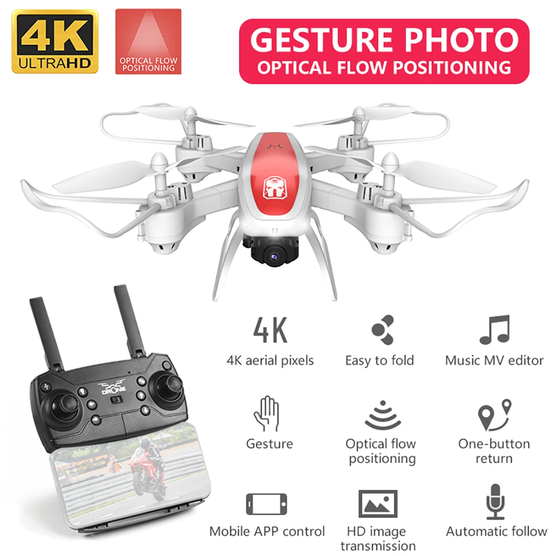 Складной профессиональный Дрон Feichao KY909 с камерой 4K HD WiFi FPV широкоугольный