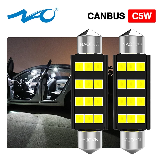 NAO c5w LED CANBUS 28mm 31 36 39 41 44mm Festoon C10W led bulb 2835 6 SMD  12V reading lamp car Interior Light White Error Free - AliExpress