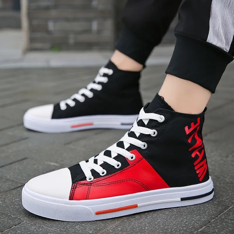 

2019 Autumn Versatile Flat Heel Men Trend Breathable Men's MEN'S SHOES Hight-top Canvas Shoes Men Men's Trendy Shoes Sneakers