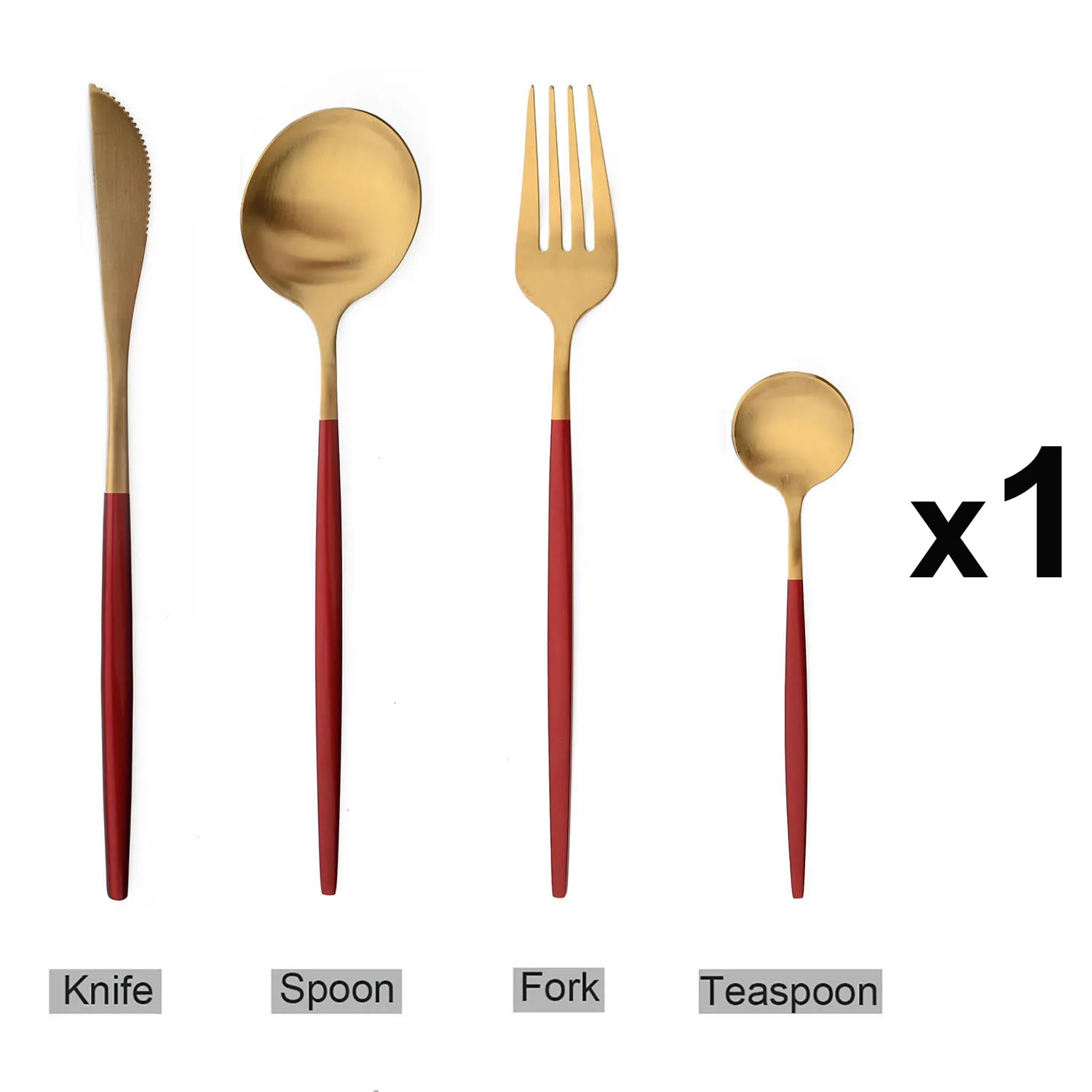 4Pcs Red Gold