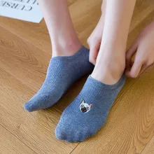 Носки с рисунком собаки; женские забавные хлопковые носки-башмачки; милые носки в Корейском стиле; удобная уличная одежда; Модные Повседневные носки; Skarpetki