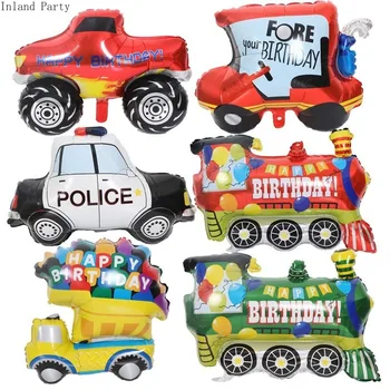 

2pcs Cartoon Car Balloons Train Wedding Car Truck Foil Balloon Ambulance Children Gift Birthday Party Decorations Kid Toy Globos