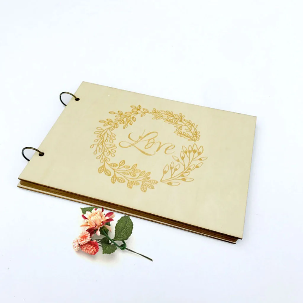 Mr& Mrs DIY Свадебный Гость книга персонализированные деревенский деревянный Гостевая книга фото записная книжка альбом юбилей подарок 449E - Цвет: 1