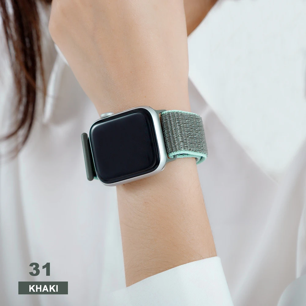 Khaki Тканый нейлоновый ремешок для apple Series 5, ремешок для часов 42 мм, 44 мм, 38 мм, 40 мм, спортивный нейлоновый браслет для iwatch 4/3/2/1 - Цвет ремешка: Khaki
