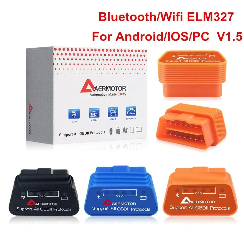 

ELM327 V1.5 Diagnostic Scanner Bluetooth 4.0 Wifi ELM 327 1.5 OBD2 Android IOS Windows Works ELM327 Adapter Accessories Kit