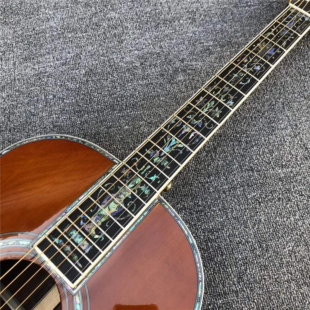 На заказ 39 дюймов ooo стиль Акустическая гитара, настоящий Абалон Ebony гриф Electirc Guitarra акустическая