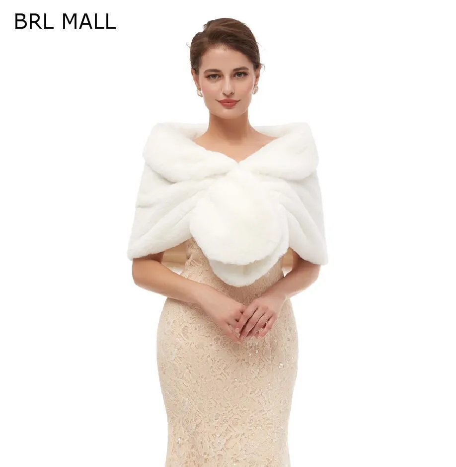 BRL MALL 155*45 см размера плюс белая женская меховая Наплечная накидка Свадебные Шали накидка из искусственного меха свадебное пальто Шраг Boleros PJ19199