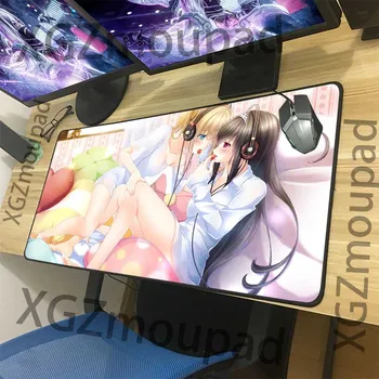 

XGZ Large Mouse Pad Black Lock Edge Anime Sweet Girl Computer Table Mat Fashion Coaster Insulation Natural Rubber Non-slip Xxl