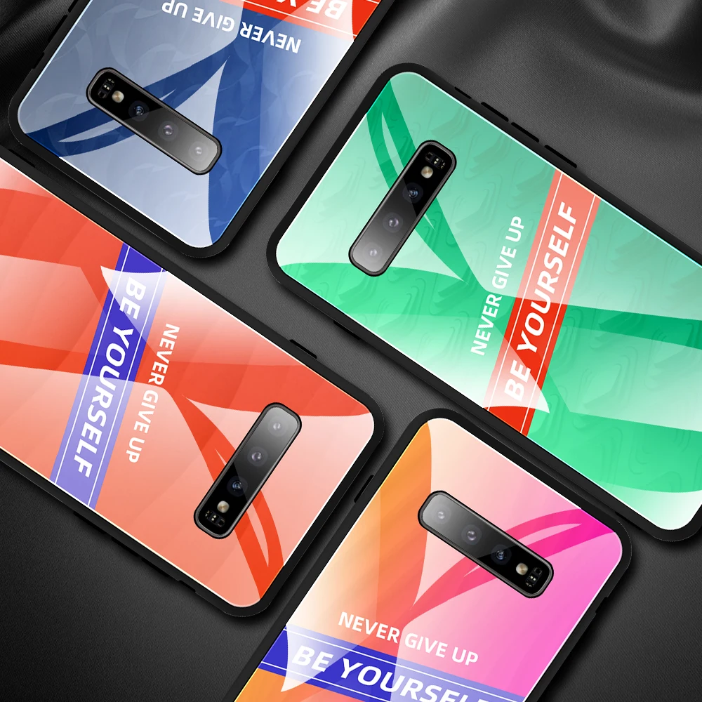 100 шт модный крутой градиентный стеклянный чехол для телефона для samsung Note 10/Note 8/Note 9/S10 Plus/S10E/S8/S9/A20/A30/A50/A70/A80/A90