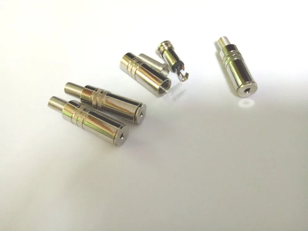 50pcs Silver plated copper 3 Pole 3 5mm Plug Male Headphone Jack 3 5 mm Audio Connector For 4mm Cable Adapter