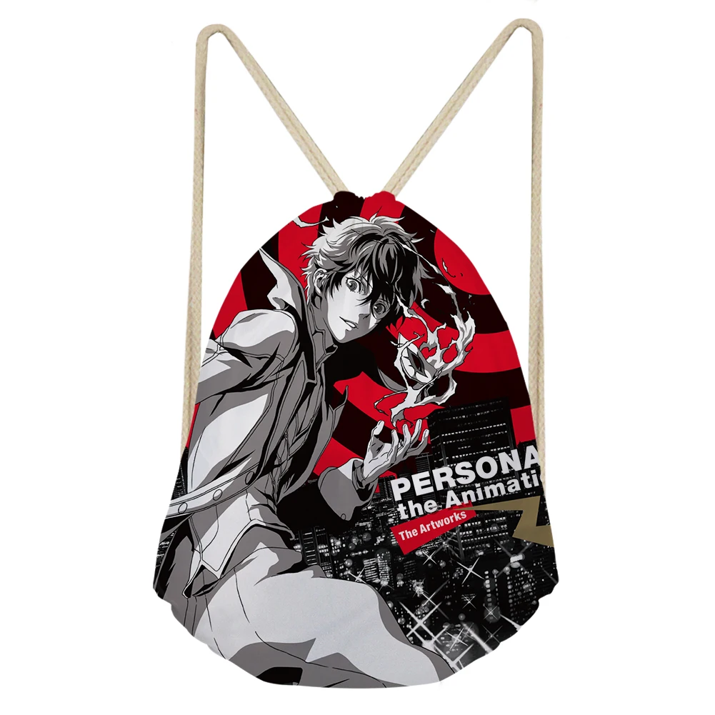 PERSONA 5 Сумки на шнурке для девочек крутой Р5 Джокер рюкзак на шнурке Детский темно-красный рюкзак дорожный мешочек для хранения на заказ