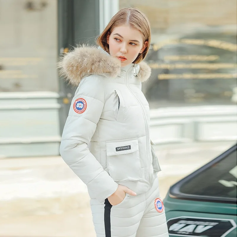

2019 Fashion Korean-style down Jacket Cotton-padded Clothes Women's Fur Collar Slimming Two-Piece Autumn & Winter Short Pocket C
