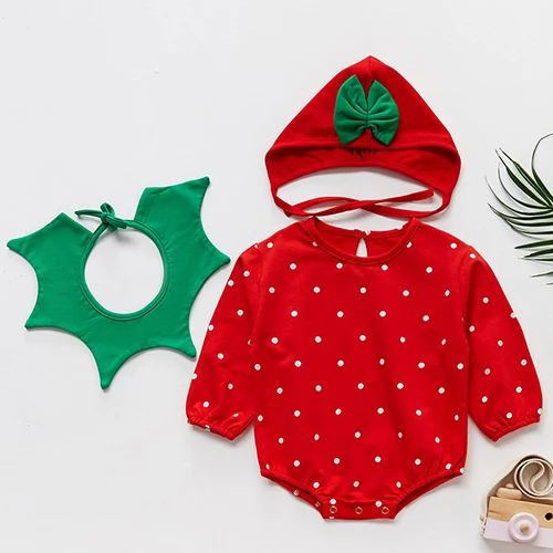 Хлопковый комбинезон с длинными рукавами в корейском японском стиле для маленьких девочек, комплект из 2 предметов для маленьких мальчиков, комбинезон с принтом звезд+ шапочка, Одежда для новорожденных - Цвет: K2936 red