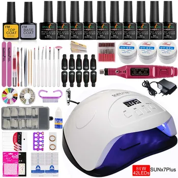 

Manicure Set Nail Kit Electric Manicure Handle Acrylic Nail Set 36w/54/84w Led Lamp for Nails Builder Gel 10 Polish Kit Manicure
