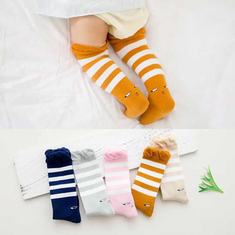 Мягкие колготки для новорожденных девочек малышей хлопковые в полоску с принтом