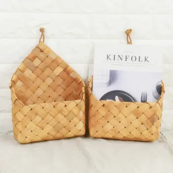 

1PCS Sundries storage basket hand-woven wooden wall hanging garden basket fruit and vegetable basket ZP8011652