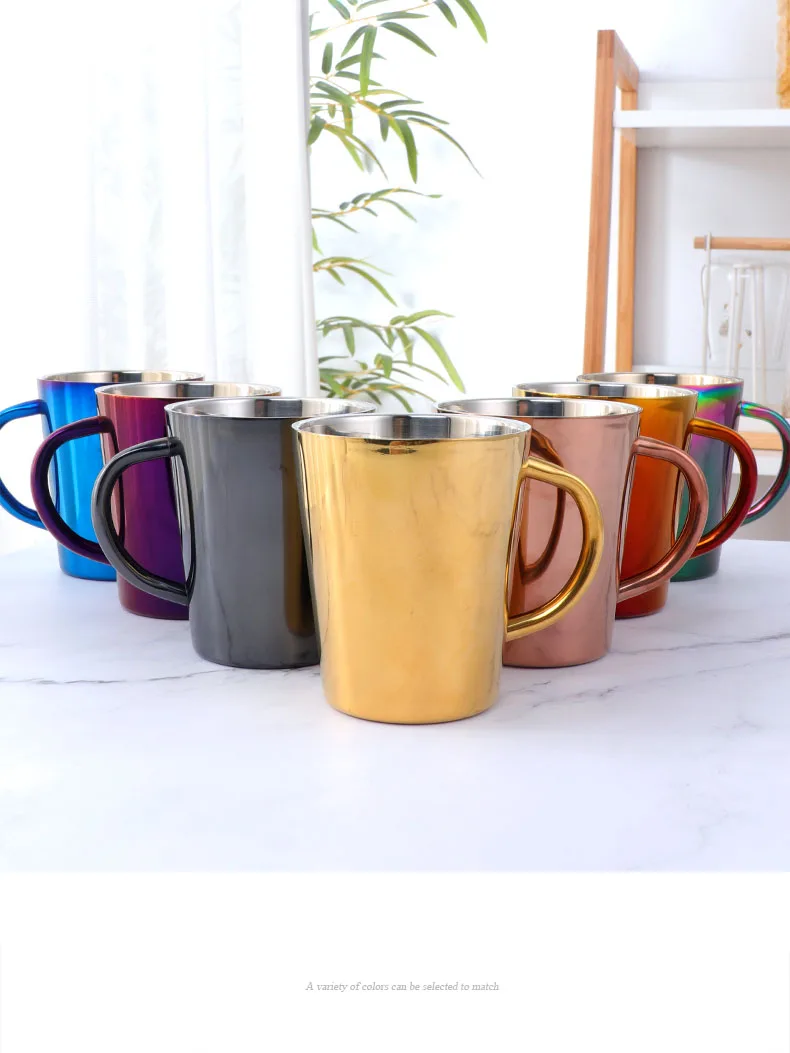 304 Stainless Steel Coffee Mug Double Wall 300ml Portable Rainbow Cup  Travel Tumbler Milk Tea Cups Double Office Water Mugs - Mugs - AliExpress