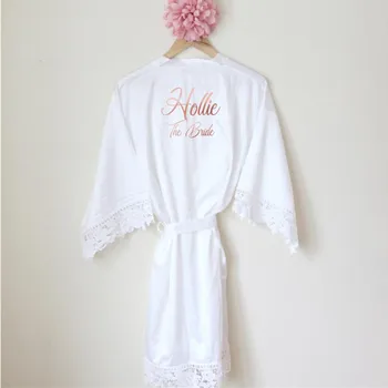 

customize glitter rose Gold Bride Robes Lace maid of honor Nightgown dress Valentine's Day aniversary gifts hen Party Nightwear