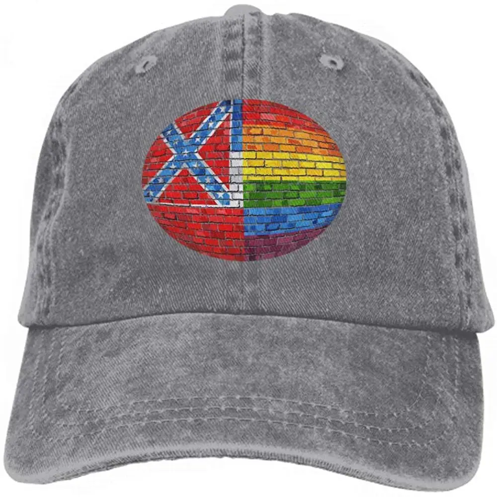 Классическая унисекс бейсболка Регулируемая кирпичная стена Миссисипи гей флаги кирпичная стена Миссисипи гей серый