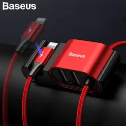 Usb-кабель для быстрой зарядки Baseus 3A для заднего сиденья автомобиля, два usb-кабеля для iPhone 11 X XS 8, зарядный кабель