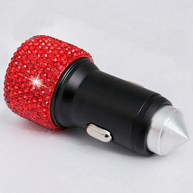 1 шт., автомобильное зарядное устройство с двумя usb-портами, стразы, украшение для автомобиля с кристаллами, для быстрой зарядки, 5 стилей