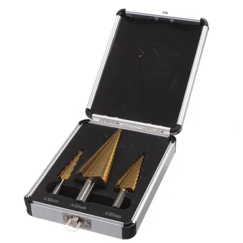 

3pcs HSS Step Drill Pagoda Drill Ladder Drill Round Shank 4-12/4-20/4-32mm HSS Steel Step Sharpening High Quality Tools