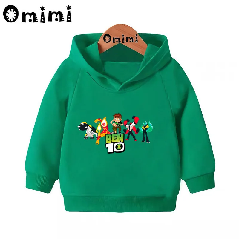 Толстовки с героями мультфильмов «Omnitrix Ben 10»; детские толстовки с капюшоном; крутой пуловер для малышей; топы для девочек и мальчиков; осенняя одежда; KMT5328 - Цвет: Green-5328B