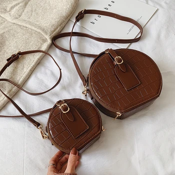 

Alligator Pattern PU Leather Round Bags For Women 2019 Luxury Handbags Women Bags Designer Small Travel Shoulder Messenger Bags