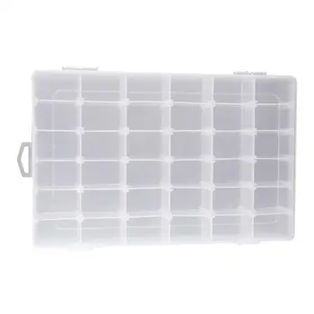 

36-Grid Clear Hard Plastic Adjustable Jewelry Organizer Box Storage Container Case With Removable Dividers