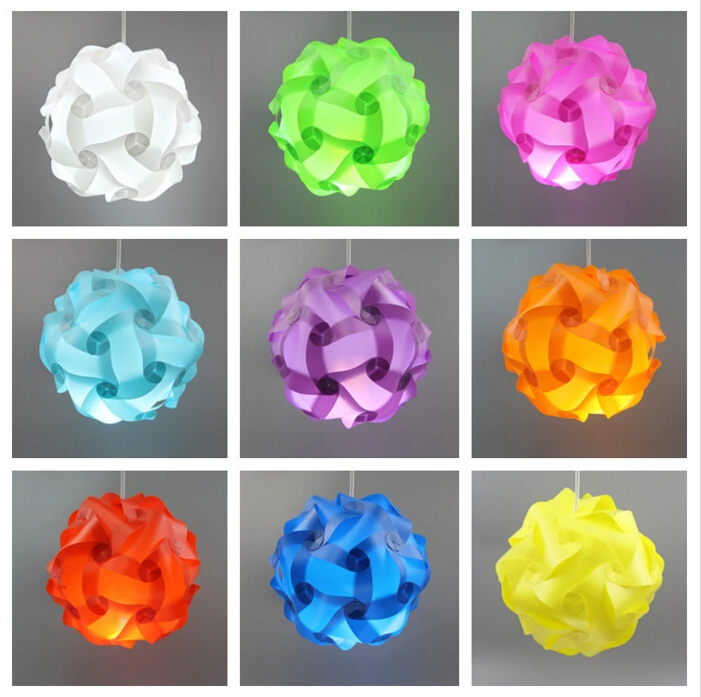 30Pcs DIY Modern IQ Puzzle Jigsaw Light Lamp Shade Ceiling Lampshade 