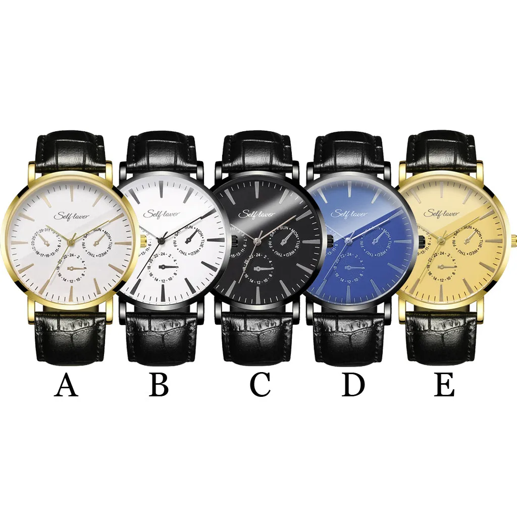 Мужские часы ультратонкие военные элегантный дизайн бизнес кожаные мужские