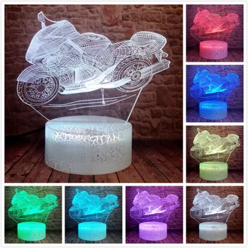 

Motorcycle Motor Shape 7 Colors Touch Control Led Visual Gift 3D Led Night Light Kids Room Sleeping Led Lamp Decor Drop Shipping