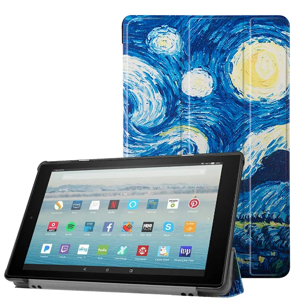 starry sky Кожаный чехол для amazon kindle fire HD 10 Магнитный Тонкий чехол для kindle fire 10 - Цвет: starry sky