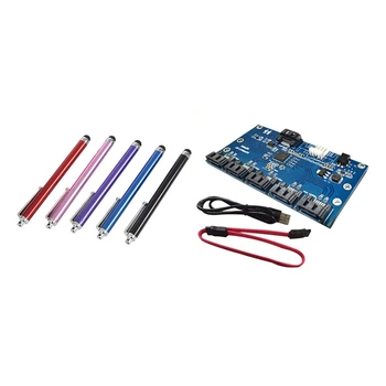 

1 Set Hard Disk Adapter Card Motherboard SATA Port Multiplier & 5 Pcs Stylus Stylus Capacitive Pen Press Sn