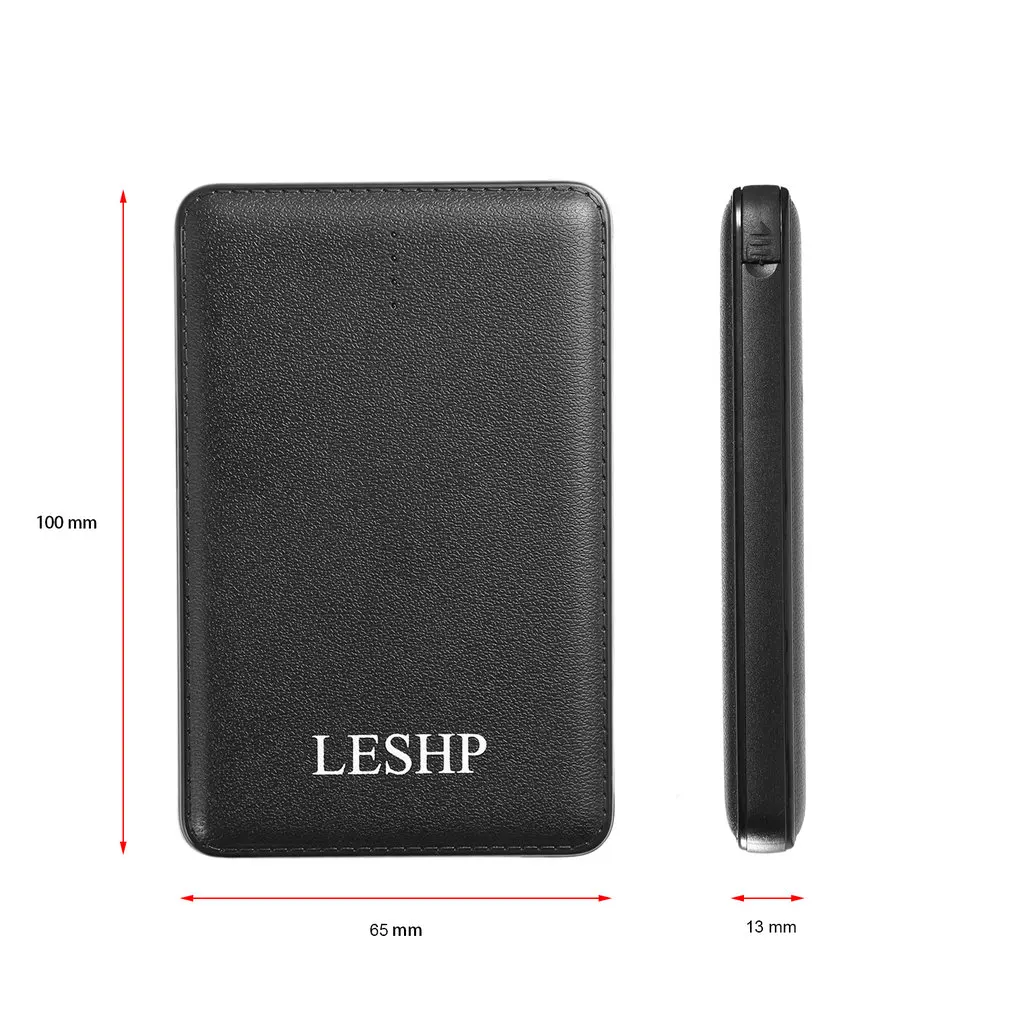 LESHP черный супер-Высокая емкость 5000mAh 5V 1A легкий портативный удобный компактный быстро заряжаемый внешний аккумулятор