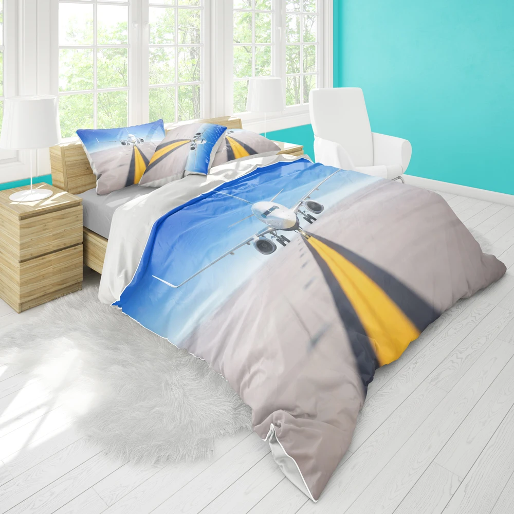 

Single bed quilt cover 172cmx218cm bedding aircraft pattern pillowcase three-piece set supports DIY pattern large