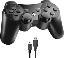 TOPSALE Wireless Controller Compatible with PS-3 Play-Station 3, Wireless Bluetooth Joystick with Charger Cable Cord (Black)
