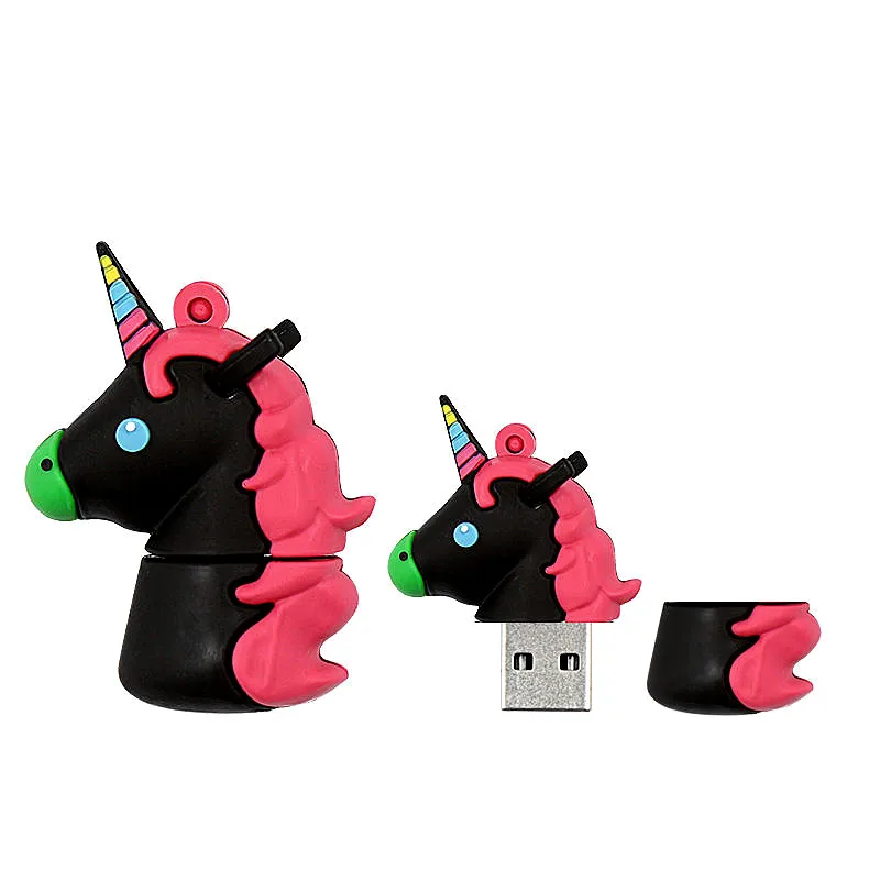 Usb флеш-накопитель 128 ГБ, мультипликационный единорог, серия 4 ГБ, 8 ГБ, 16 ГБ, флеш-накопитель 32 ГБ, флешка 64 ГБ, USB карта памяти с милой лошадкой, лучший модный подарок