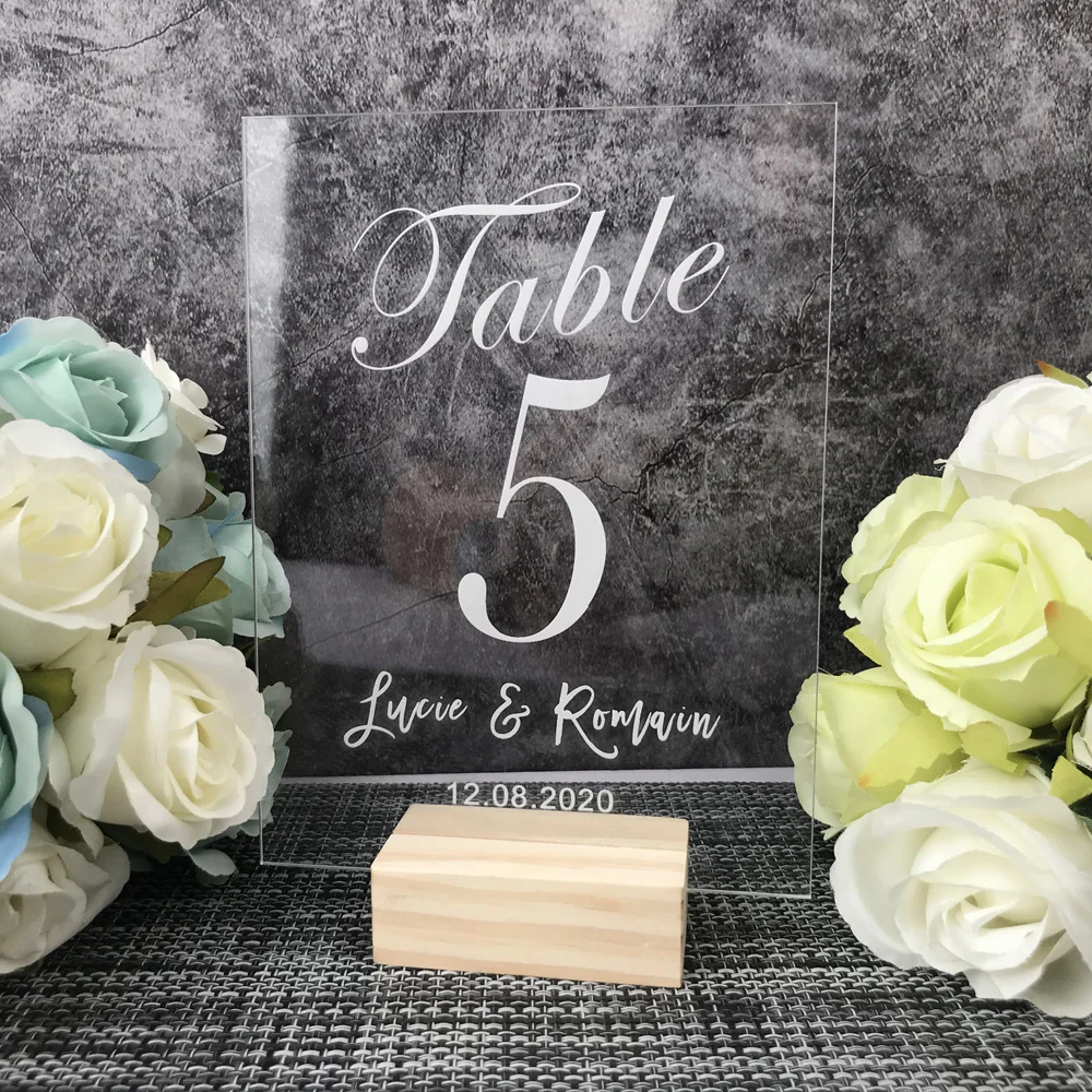 Personalized Wreath Wedding Table Numbers Modern Table Plates Leaves Decor Table Decor Clear Acrylic Wedding Table Number2