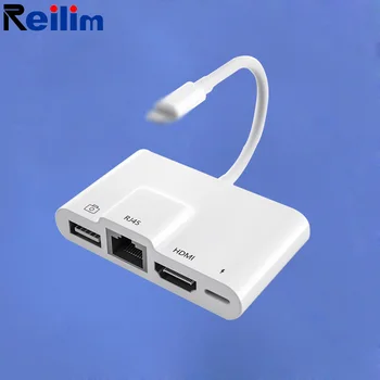 

OTG Ethernet USB Adapter for Lightning to RJ45 LAN 100mbps Wired Network HDMI for iPhone 7 8 11 X XS pro iOS 13 converter